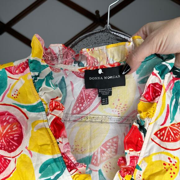 Donna Morgan Fruit Print Cotton Midi Dress - Picture 7 of 7